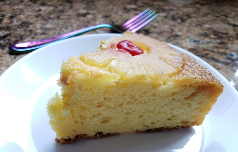 slice pineapple upside down cake